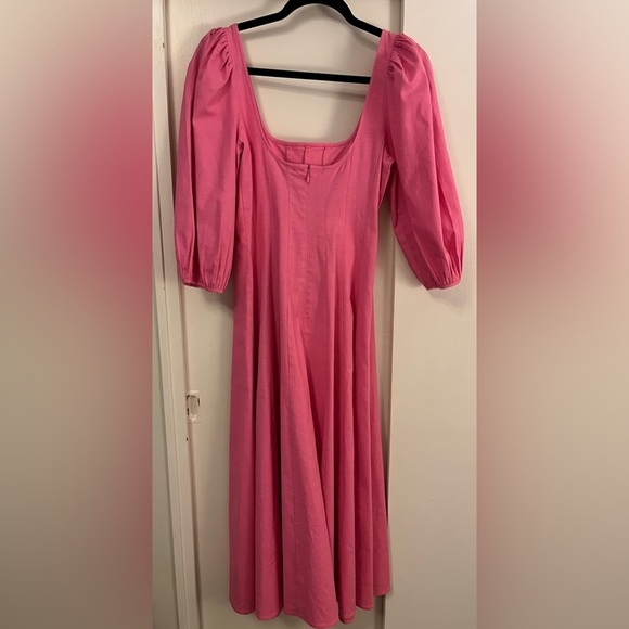 STAUD Swells Puff-Sleeve Midi Dress in Wild Orchid, Size 4 - Picture 3 of 9